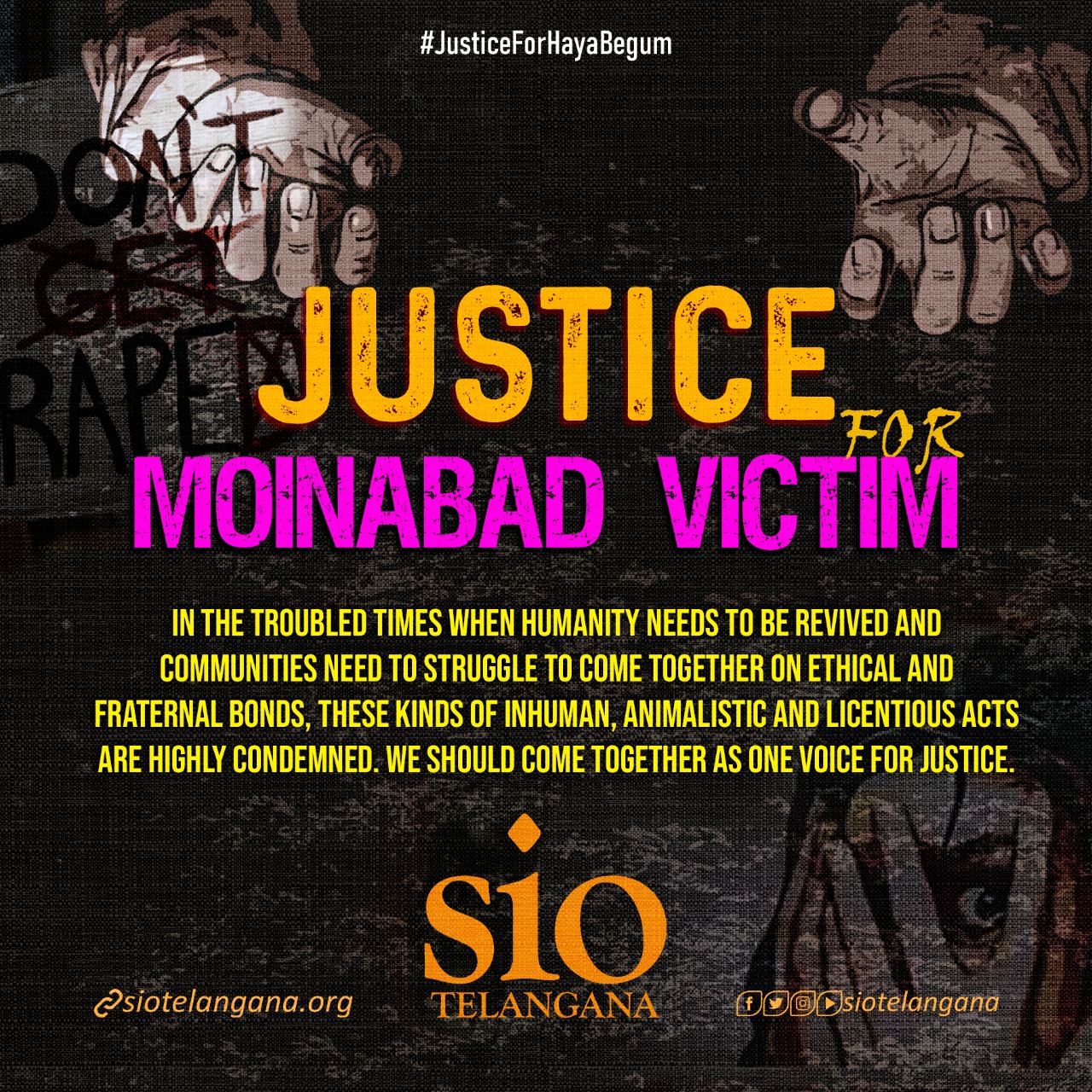SIO TS strongly condemns the Moinabad sexual assault case and demands quick justice.